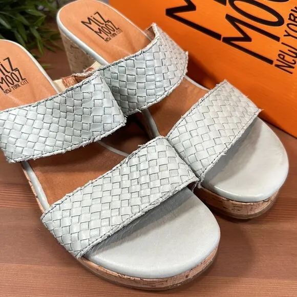 Miz Mooz Genna Leather Wide Width Woven Heeled Sandals Size 41W