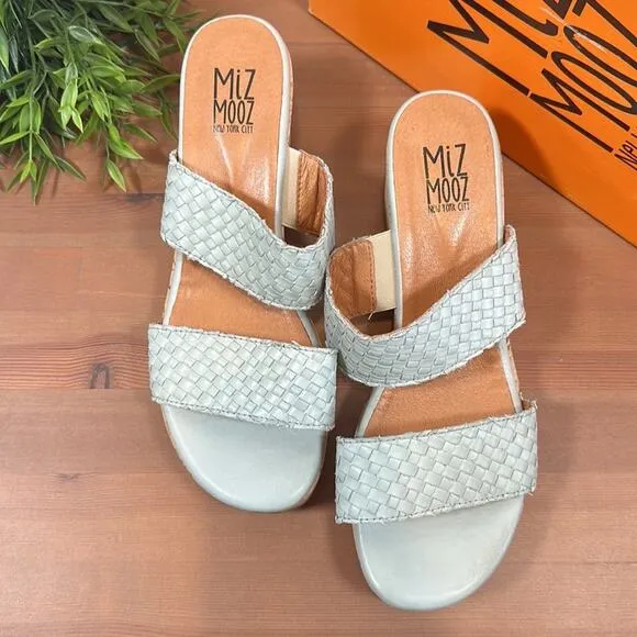 Miz Mooz Genna Leather Wide Width Woven Heeled Sandals Size 41W