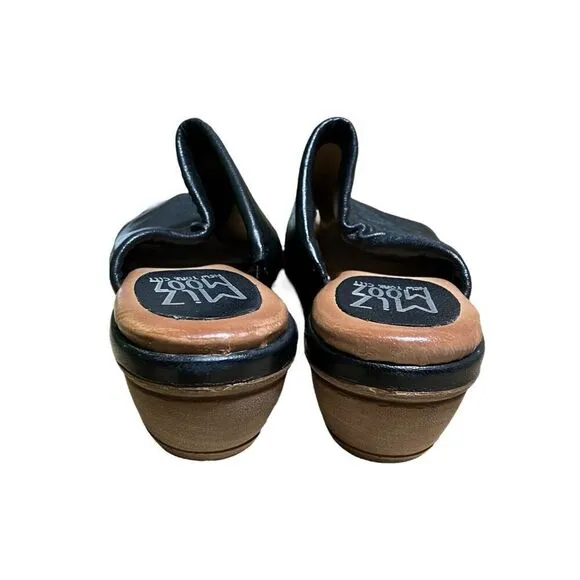 Miz Mooz Shoes Womens 10.5-11 Black Leather Castiel Sandal Slip On Mule Open Toe