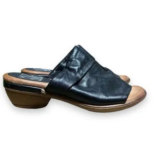 Miz Mooz Shoes Womens 10.5-11 Black Leather Castiel Sandal Slip On Mule Open Toe