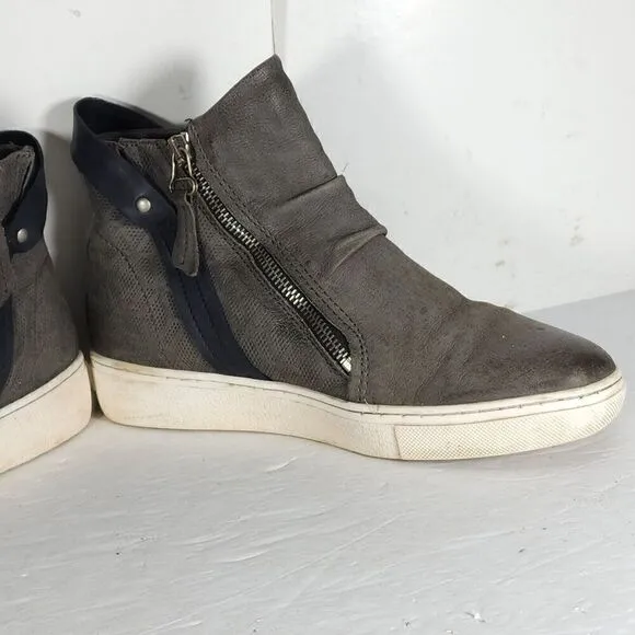 Miz Mooz Women's Lulu US 8,5 EU 39 Gray Leather High Top Zip Up Sneakers Shoes