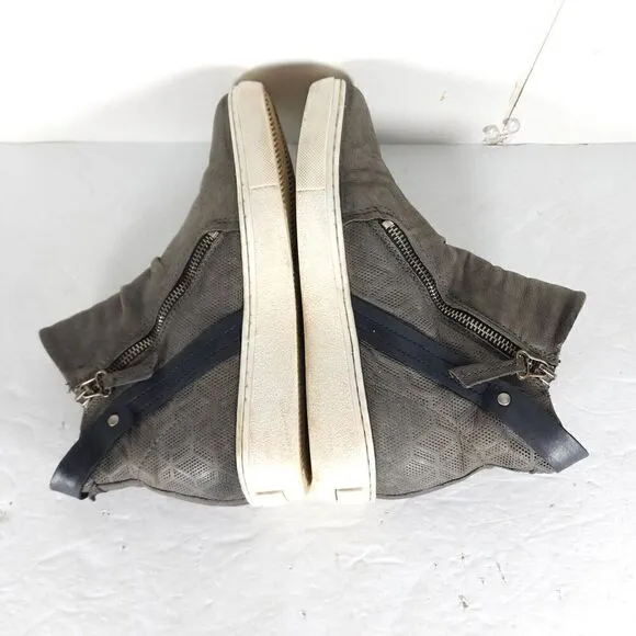 Miz Mooz Women's Lulu US 8,5 EU 39 Gray Leather High Top Zip Up Sneakers Shoes