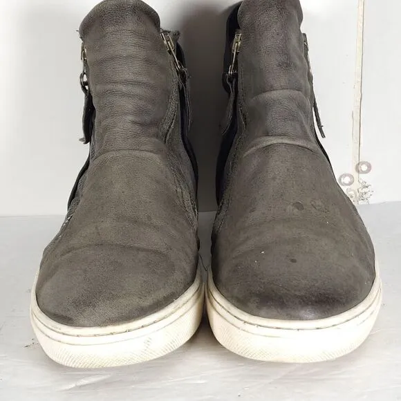 Miz Mooz Women's Lulu US 8,5 EU 39 Gray Leather High Top Zip Up Sneakers Shoes