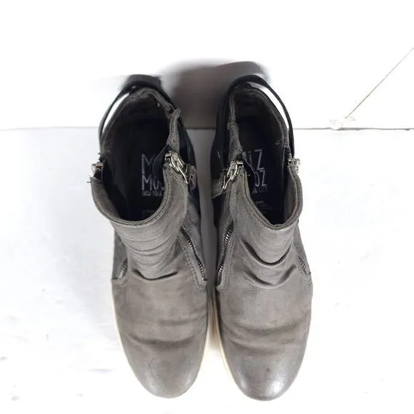 Miz Mooz Women's Lulu US 8,5 EU 39 Gray Leather High Top Zip Up Sneakers Shoes