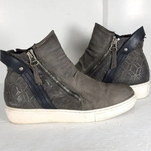 Miz Mooz Women's Lulu US 8,5 EU 39 Gray Leather High Top Zip Up Sneakers Shoes