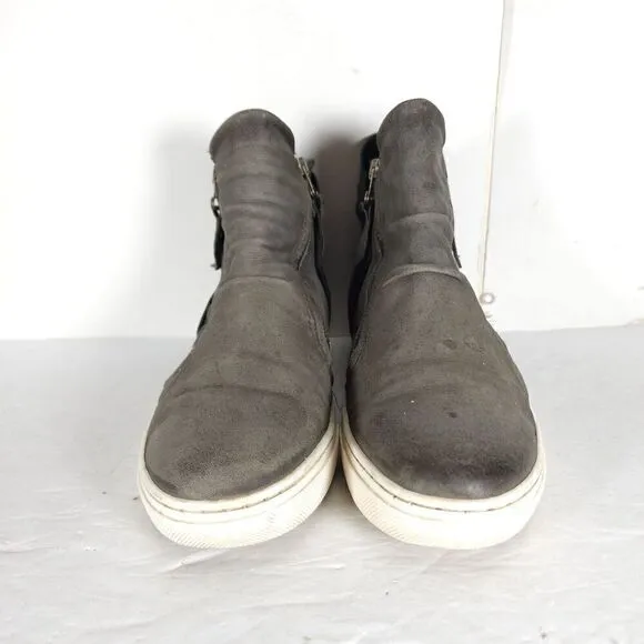 Miz Mooz Women's Lulu US 8,5 EU 39 Gray Leather High Top Zip Up Sneakers Shoes