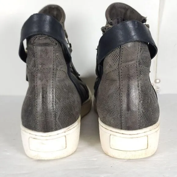 Miz Mooz Women's Lulu US 8,5 EU 39 Gray Leather High Top Zip Up Sneakers Shoes