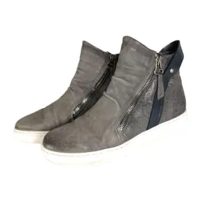 Miz Mooz Women's Lulu US 8,5 EU 39 Gray Leather High Top Zip Up Sneakers Shoes