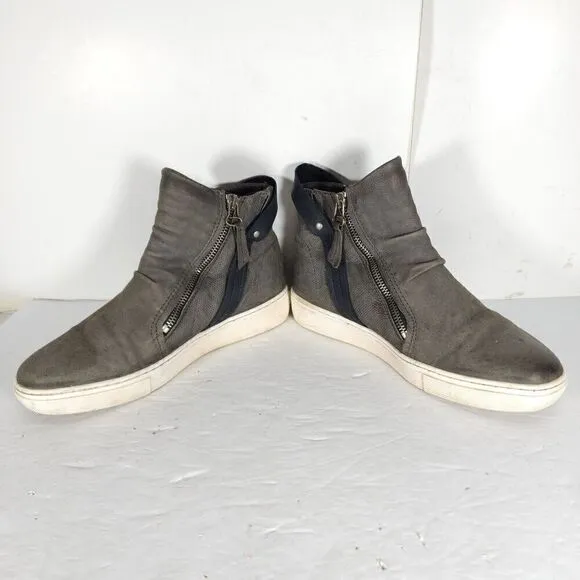 Miz Mooz Women's Lulu US 8,5 EU 39 Gray Leather High Top Zip Up Sneakers Shoes