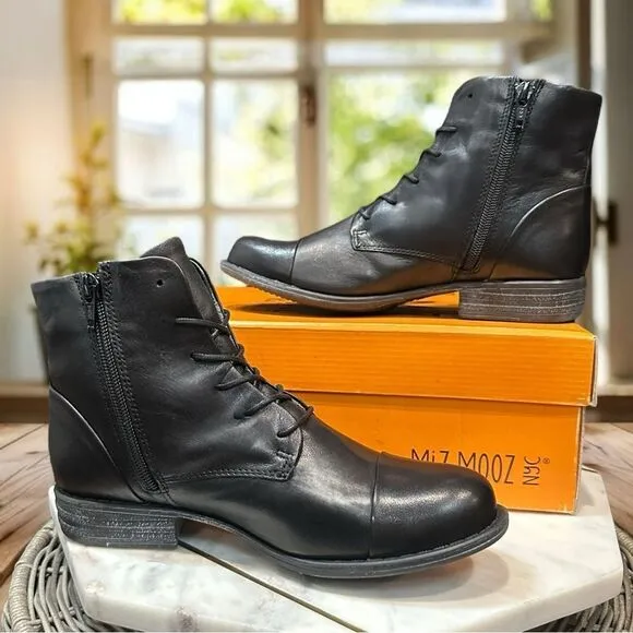 Miz Mooz Leather Lace Up Boots Size 6.5