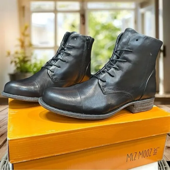 Miz Mooz Leather Lace Up Boots Size 6.5