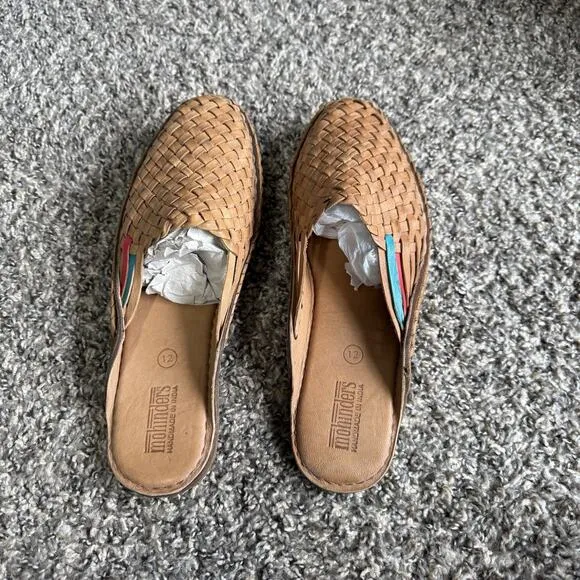 Mohinders woven leather creeper soles mules sandals shoe brown Women 12 New