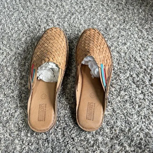 Mohinders woven leather creeper soles mules sandals shoe brown Women 12 New