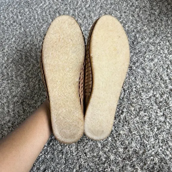 Mohinders woven leather creeper soles mules sandals shoe brown Women 12 New