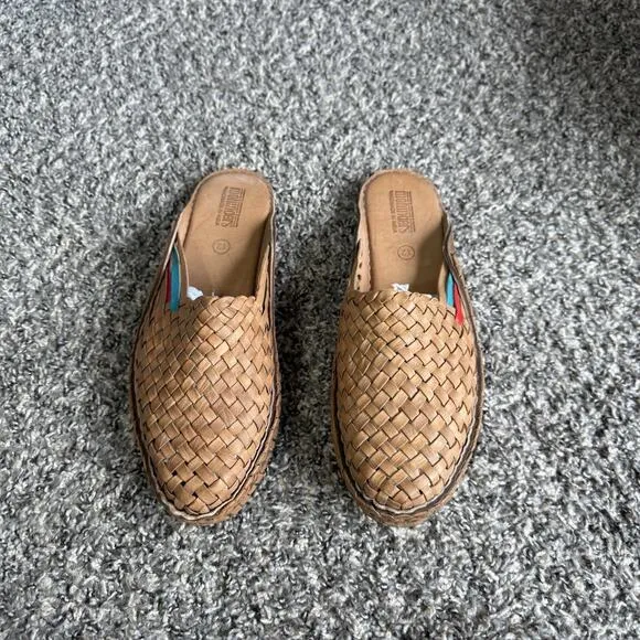 Mohinders woven leather creeper soles mules sandals shoe brown Women 12 New