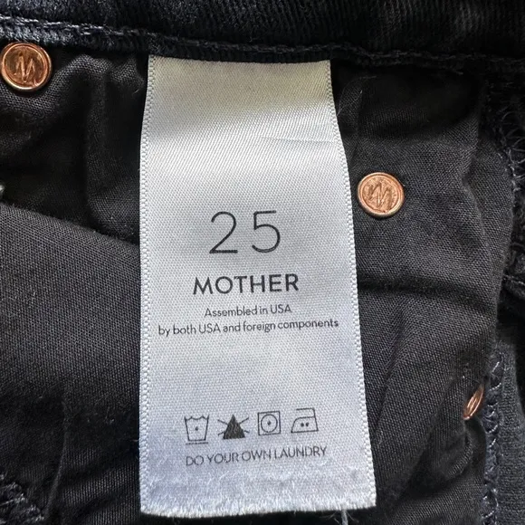 MOTHER Women’s 25 Stunner Zip Ankle Step Fray Jeans Dark Wash Distressed Hem