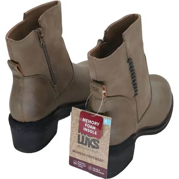 MUK LUKS Women's Logger Boots, Taupe - Size 6.5