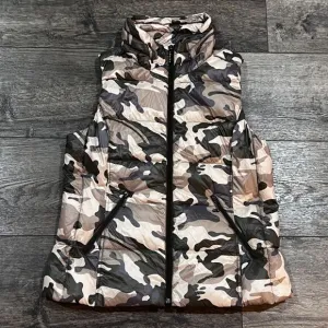 My Anorak Camo Nylon Down Puffer Vest Super Soft Women's Size Large - MSRP $150