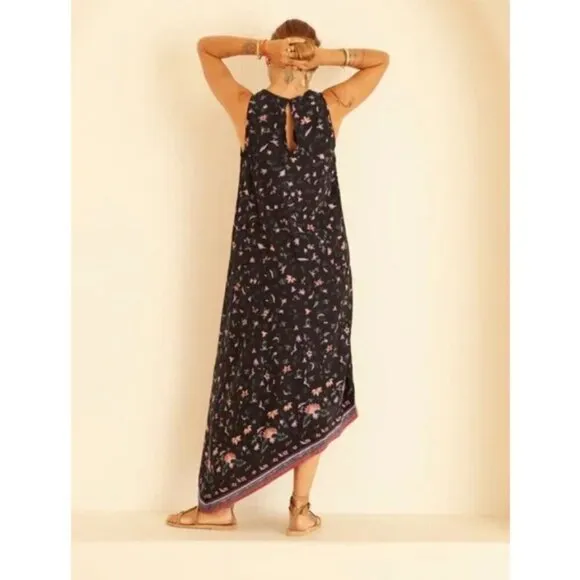💕NATALIE MARTIN💕 Ashley Asymmetrical Midi Dress ~ Teal Pomegranite Print Small