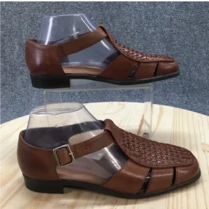 Naturalizer Brown Leather Sandals with Woven Design Vintage