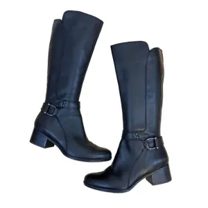 Naturalizer Dane Black Leather Tall Heeled Boots Women 9.5 W