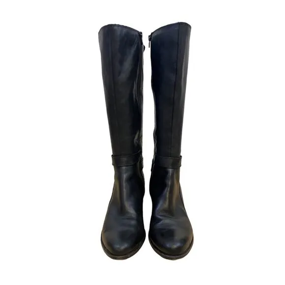 Naturalizer Dane Black Leather Tall Heeled Boots Women 9.5 W