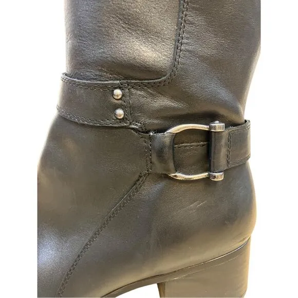 Naturalizer Dane Black Leather Tall Heeled Boots Women 9.5 W