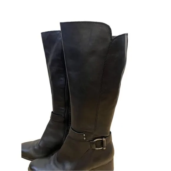 Naturalizer Dane Black Leather Tall Heeled Boots Women 9.5 W