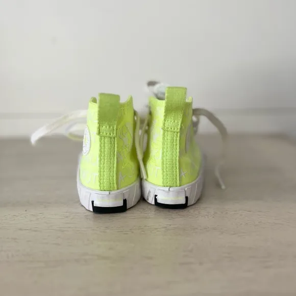 Neon green and white high top converse baby shoes size 5