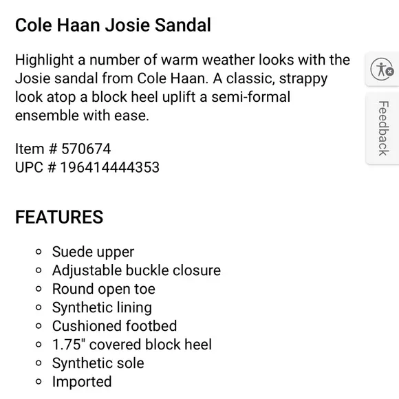 NEW $180 Cole Haan Josie White Gold woven sandals heels women size 6