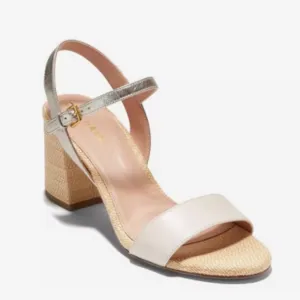 NEW $180 Cole Haan Josie White Gold woven sandals heels women size 6