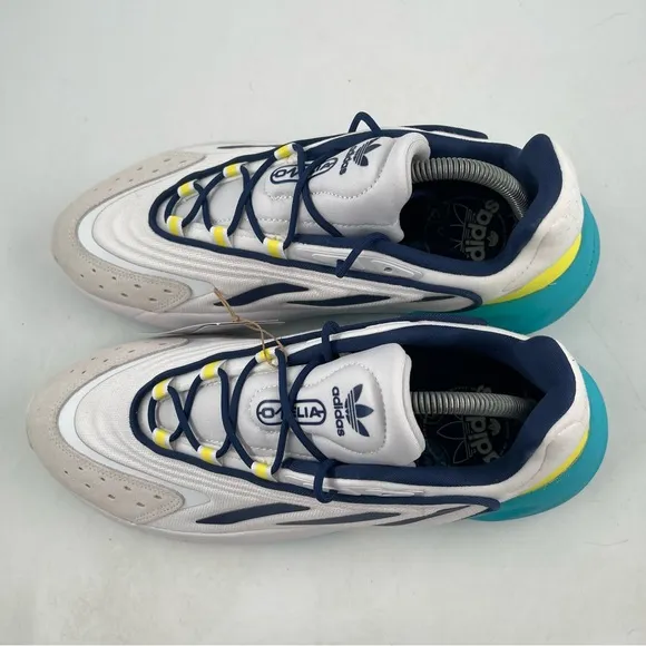 NEW! Adidas Men’s Originals Ozelia White/Blue/Yellow Running Shoes - Size 10