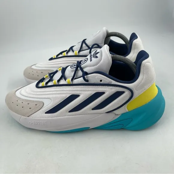 NEW! Adidas Men’s Originals Ozelia White/Blue/Yellow Running Shoes - Size 10