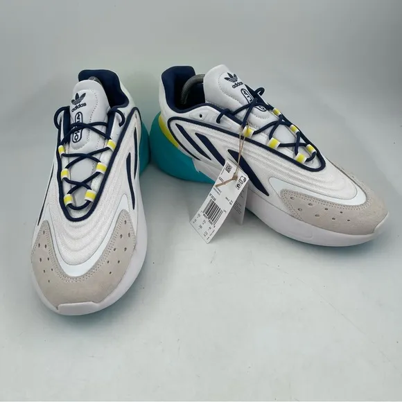 NEW! Adidas Men’s Originals Ozelia White/Blue/Yellow Running Shoes - Size 10