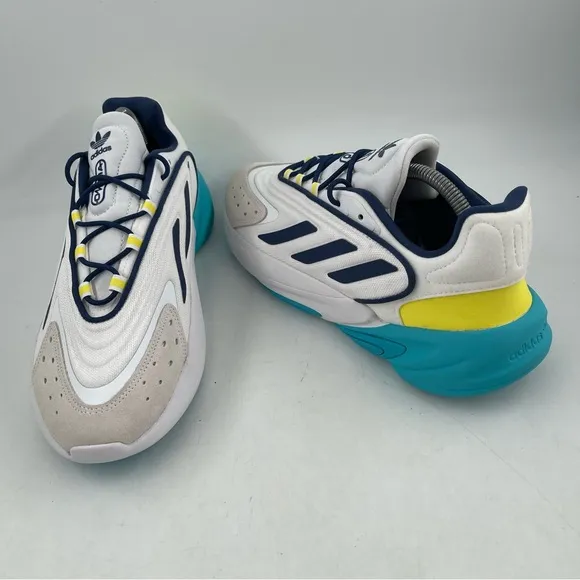 NEW! Adidas Men’s Originals Ozelia White/Blue/Yellow Running Shoes - Size 10