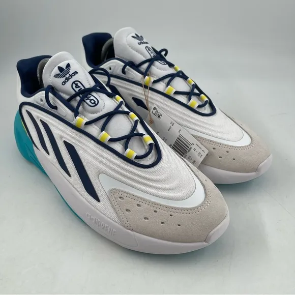 NEW! Adidas Men’s Originals Ozelia White/Blue/Yellow Running Shoes - Size 10