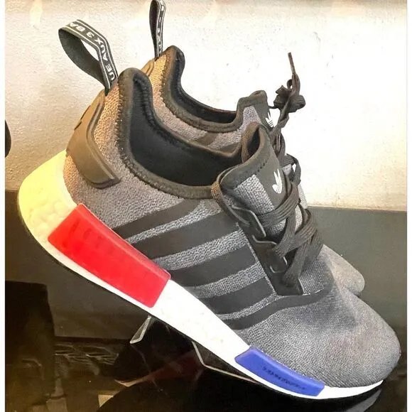 New Adidas NMD_R1 Men's Shoes Core Black-Semi Lucid Blue-Glory Red Men’s 10