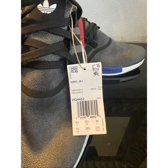 New Adidas NMD_R1 Men's Shoes Core Black-Semi Lucid Blue-Glory Red Men’s 10