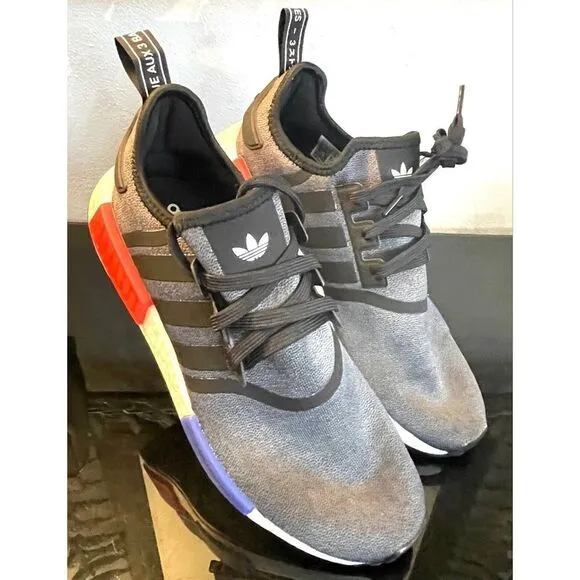 New Adidas NMD_R1 Men's Shoes Core Black-Semi Lucid Blue-Glory Red Men’s 10