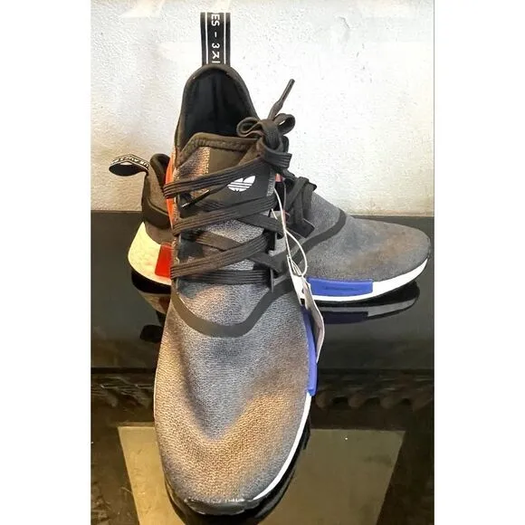 New Adidas NMD_R1 Men's Shoes Core Black-Semi Lucid Blue-Glory Red Men’s 10