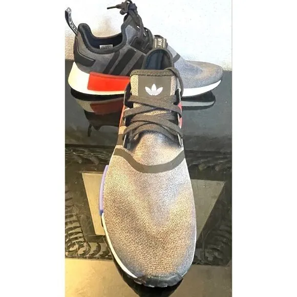 New Adidas NMD_R1 Men's Shoes Core Black-Semi Lucid Blue-Glory Red Men’s 10