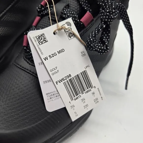 New adidas S2G Recycled Polyester Mid-Cut Golf Shoes Black youth size 5 high top