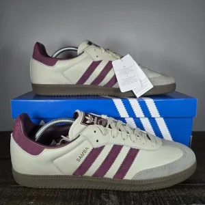 NEW Adidas Samba OG Mens Size 12 Low Top Shoes Sneakers Off White Purple ID1482