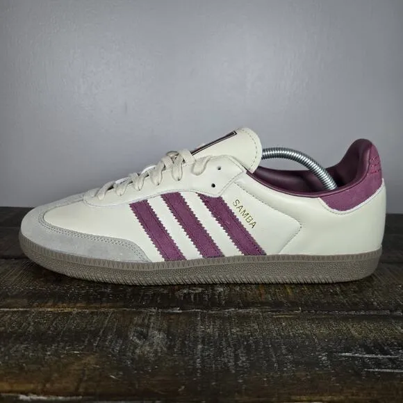 NEW Adidas Samba OG Mens Size 12 Low Top Shoes Sneakers Off White Purple ID1482
