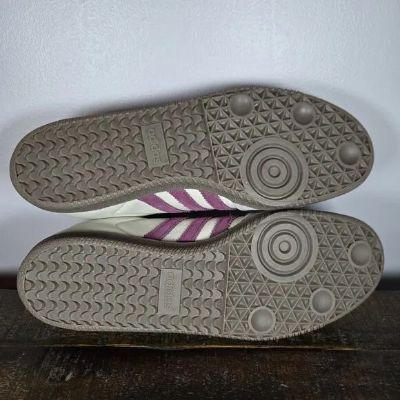 NEW Adidas Samba OG Mens Size 12 Low Top Shoes Sneakers Off White Purple ID1482