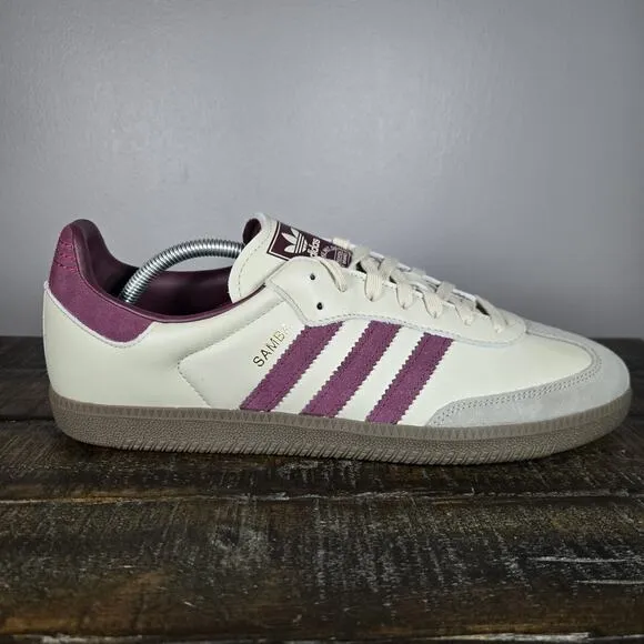 NEW Adidas Samba OG Mens Size 12 Low Top Shoes Sneakers Off White Purple ID1482