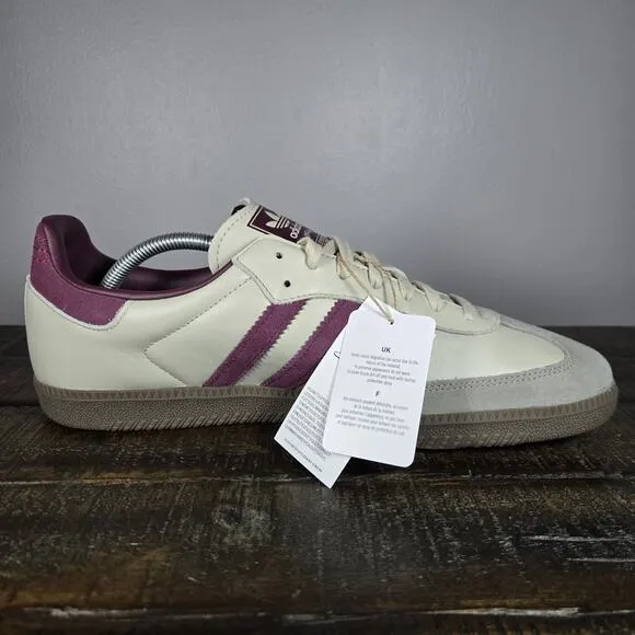 NEW Adidas Samba OG Mens Size 12 Low Top Shoes Sneakers Off White Purple ID1482