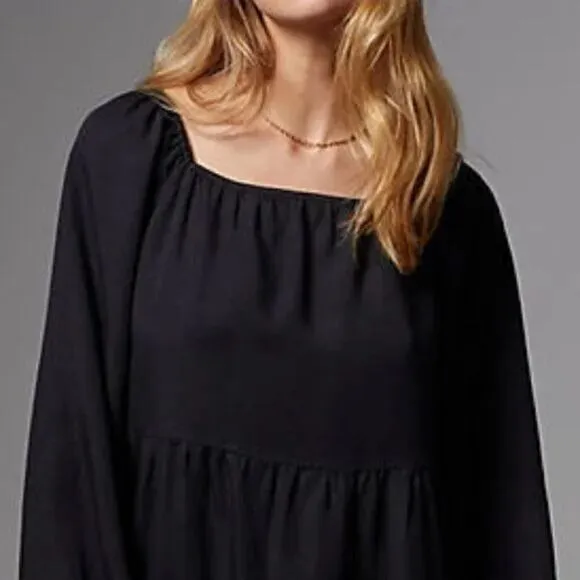 NEW Anthropologie Amadi Verity Black Flowy Polished Tiered Tunic Dress Medium