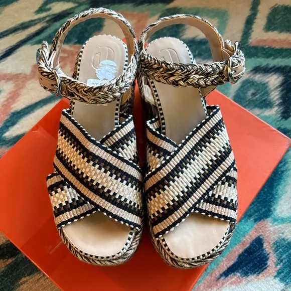 NEW Anthropologie Amambaih Carmen High Platform Woven Sandals in Sand 37.5