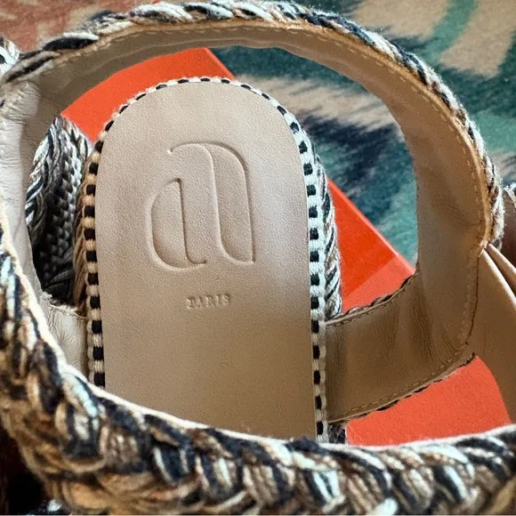 NEW Anthropologie Amambaih Carmen High Platform Woven Sandals in Sand 37.5